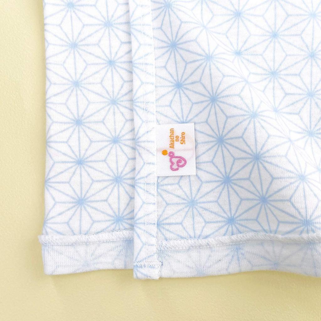 Düşük Doğum Ağırlıklı Bebekler İçin 2 Adet Kısa İçlik Seti Kenevir Yaprağı Saks Mavisi Desenli x Düz Beden Online Özel Castle Babies Tarafından Üretilmiştir, Renk, 45, Japonya,