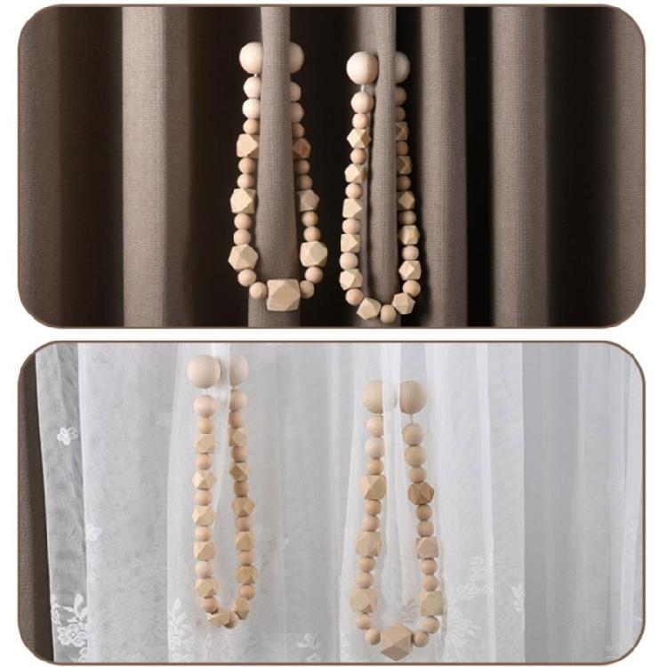 Wood Beads Curtain Holdbacks 6 Pack Magnetic Clasps Window Drapery Holder Tiebacks for Effortlessly Vintage Elegant