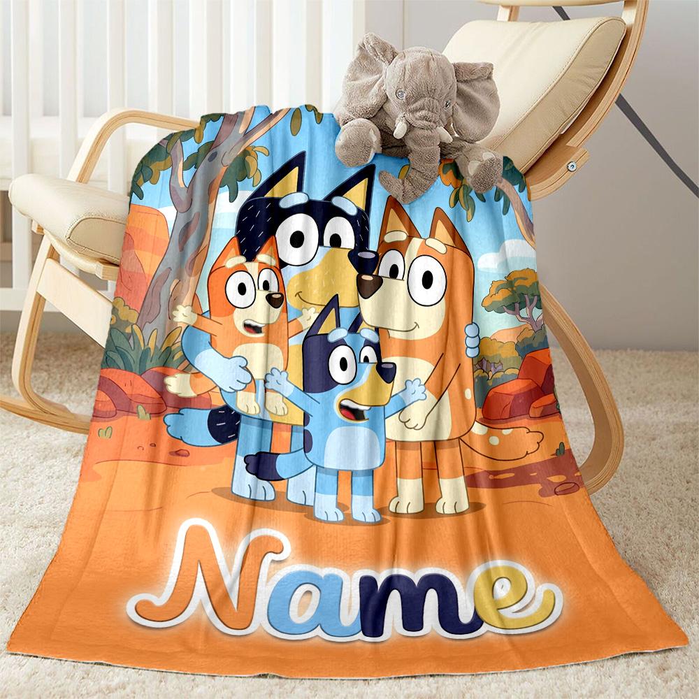 Bluey's Colorful Friends Customize Text Blanket Throw Customizable Blanket Warmthful Decor for Office Bed Chair Sofa Ideal for All Seasons