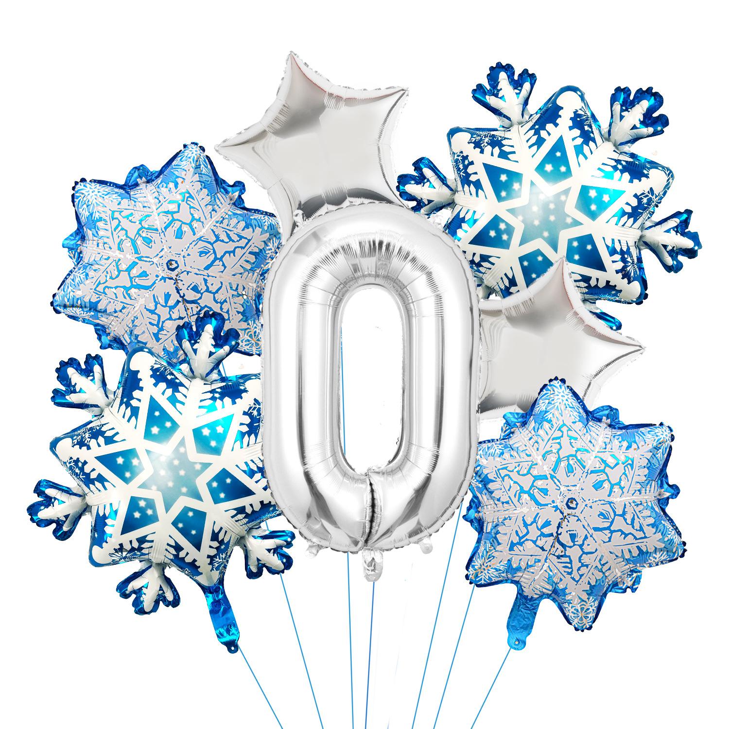 

Digital Balloon Ice And Snow Shape Blue Snowflake Aluminum Film Balloon Set Birthday Party Decoration Balloon Silver Digital Balloon Set 0
