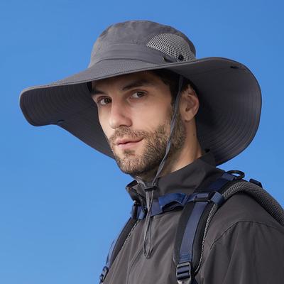 Sommerhut mit großer Krempe, atmungsaktiv, Sonnenschutz, Fischerhut für Herren, Outdoor, Bergsteigen, Angeln, Sonnenschutzhut