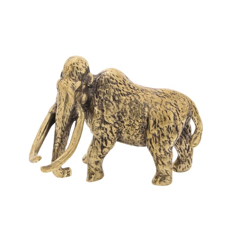 Brasses Tusked Elephant Miniature Figurine Sculpture with Antique Finish For Home Office Decors Desktop Display Gift 1