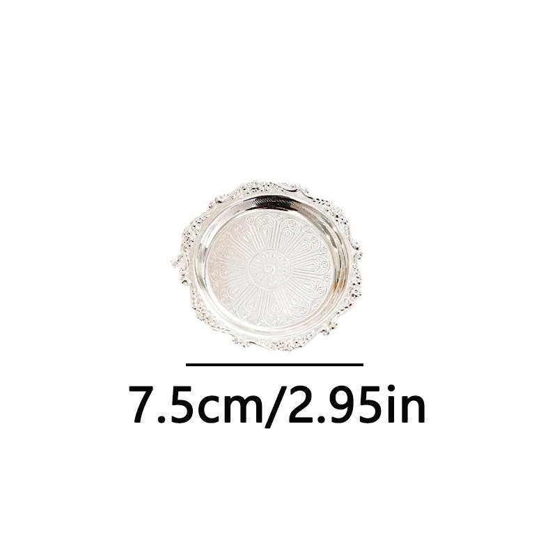 Retro Luxury Silver Plated Plates Cake Dessert Tray Perfume Key Candle Organizer Tray Home Hotel Supplies