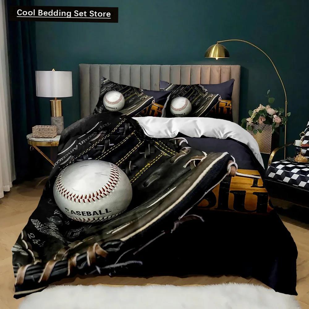 Set husă de plapumă baseball temă sportivă băieți copii set de lenjerie de pat 3D lenjerie de pat baseball mărime dublă queen king poliester husă de plapumă