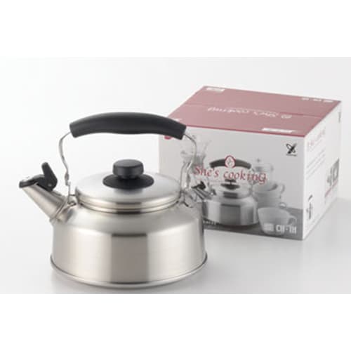 Yoshikawa See's Cooking Whistling Kettle, 2.6L, Induction and Direct Heat Compatible, Simple Design, Made In Japan, Tsubame-Sanjo, YJ1277