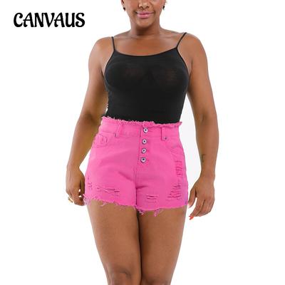 Zomer Dames Grote Maten Knoop Franje Zijde Denim Shorts