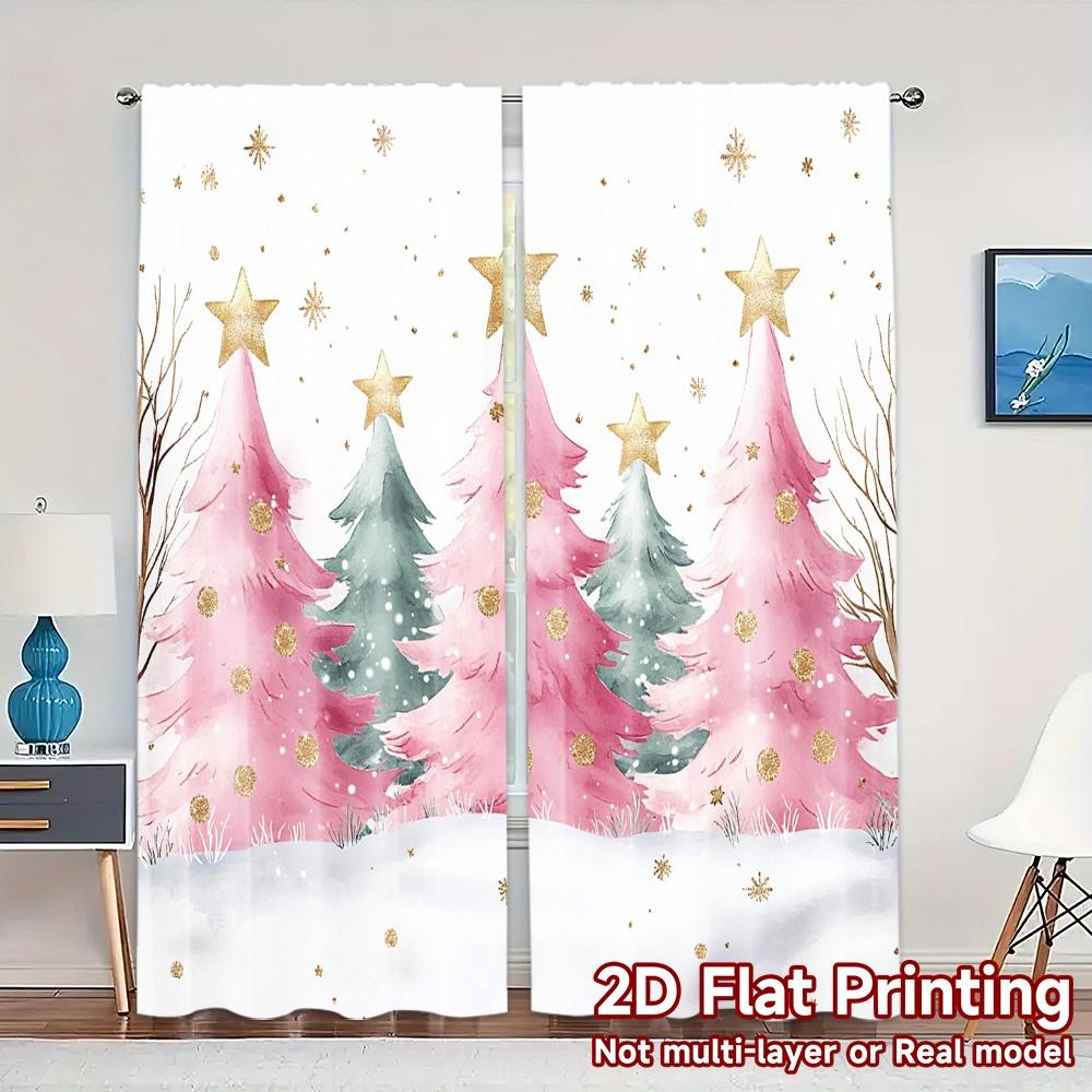 

2 шт., Шторы Рождественские елки зима (3) Популярные шторы и оконный декор Универсальные прочные полиэстеровые шторы Идеально подходят для подарков 52.50×116.00 CM 2pcs
