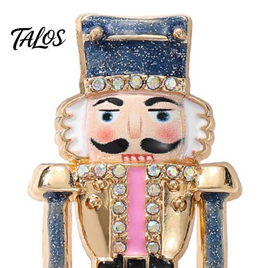 Decorative Suit Accessory Christmas Nutcracker Brooch Pin, Rhinestone Enamel Soldier Badge for Festive Clothing Women Men, Xmas Holiday Jewelry Coats