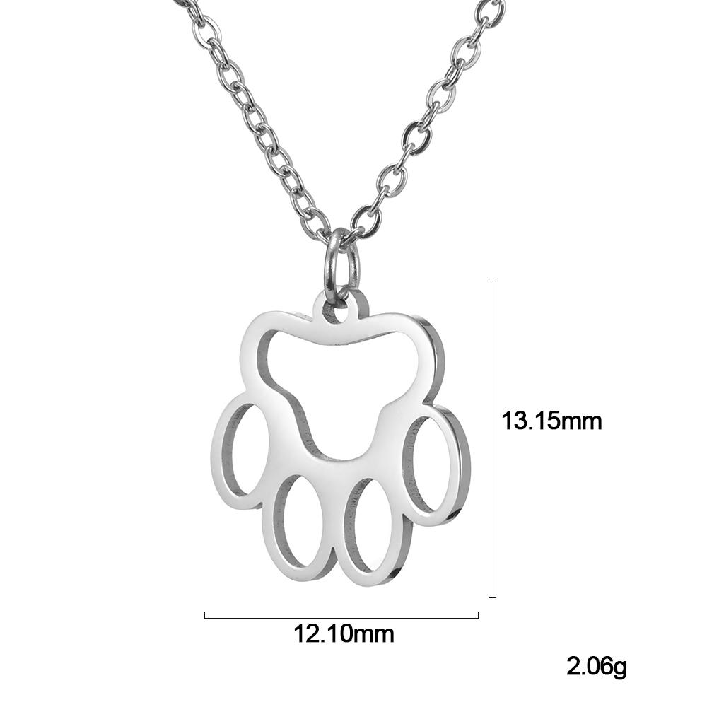 Cazador Fashion Animal Paw Hollow Pendant Necklace for Women Girl Dog Cat Bear Paw Neck Chain Stainless Steel Jewelry Gift