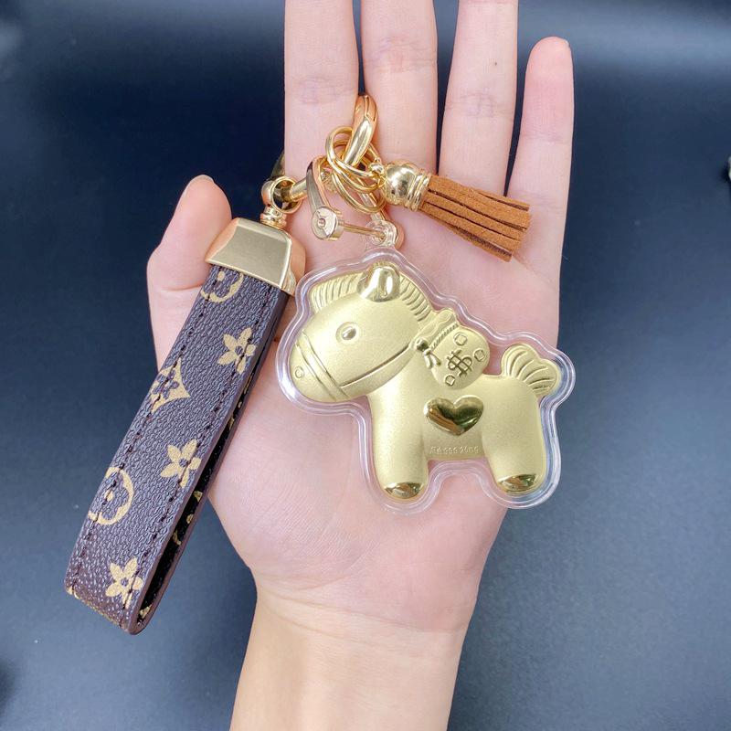 Золотой брелок Год Лошади: Креативный мультяшный кулон-пони в подарок друзьям Gold Foil