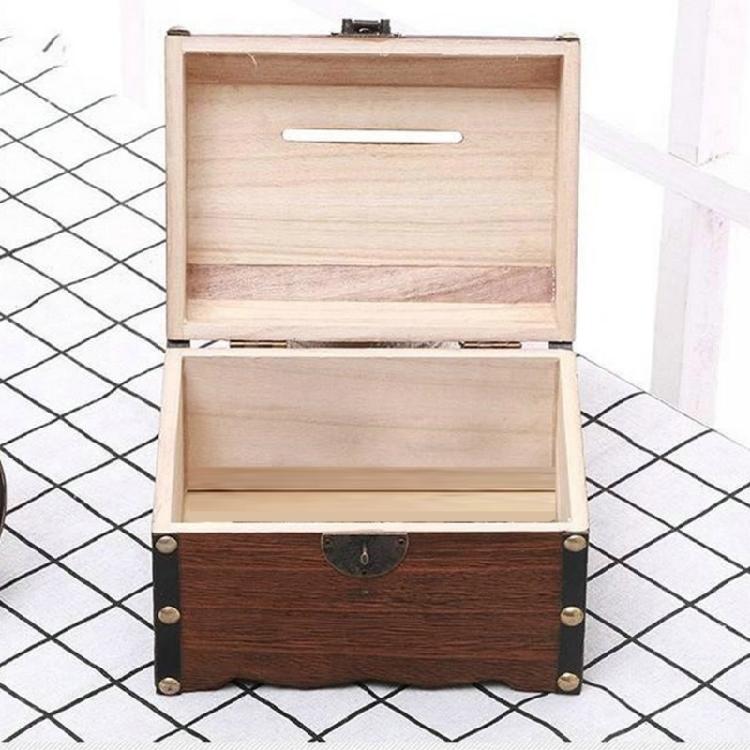 Decorative Locking Wooden Coin Saver Bucolic Treasure Box For Home Office Kids Bedroom Storage Accessories