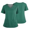 Women's Uniform Solid Color V-Neck Pocket Side Slit Uniform Short Sleeved Top Top