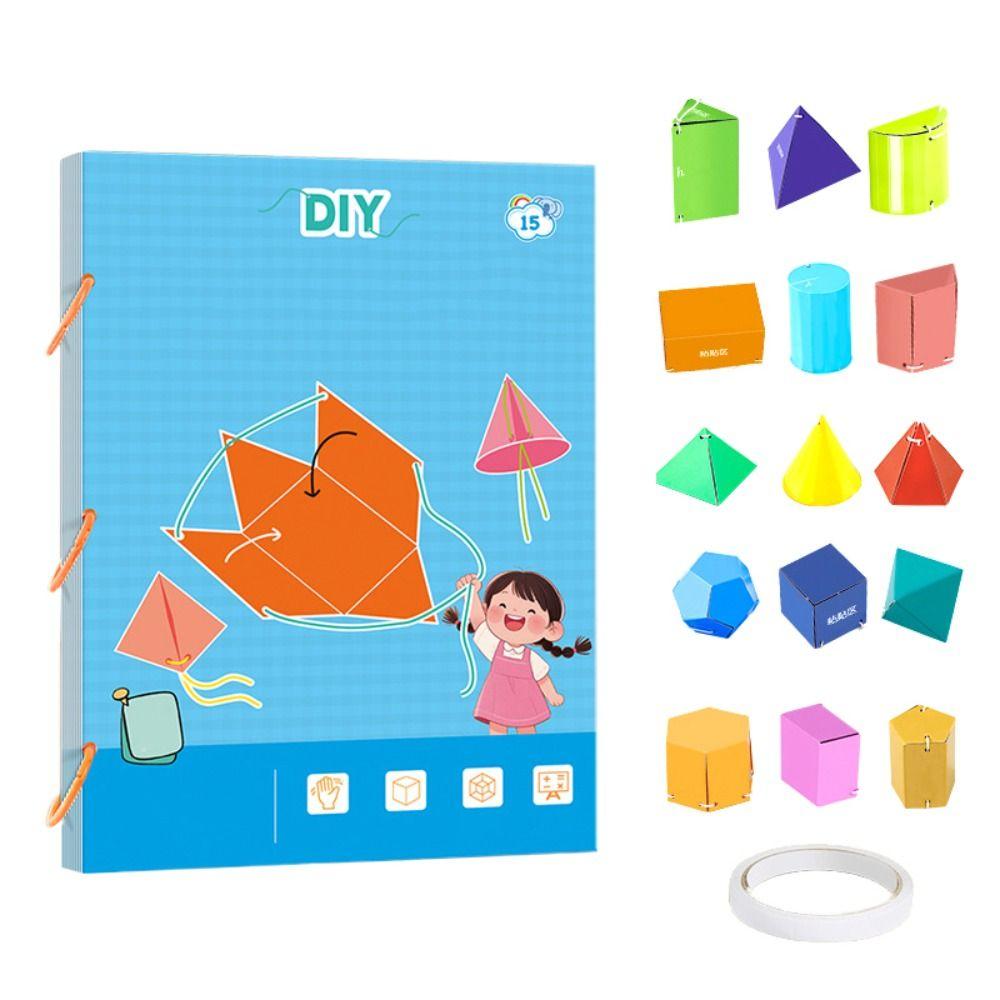 Educational Toys 3D Geometry Learning Book DIY Paste Material Kit  Toddlers