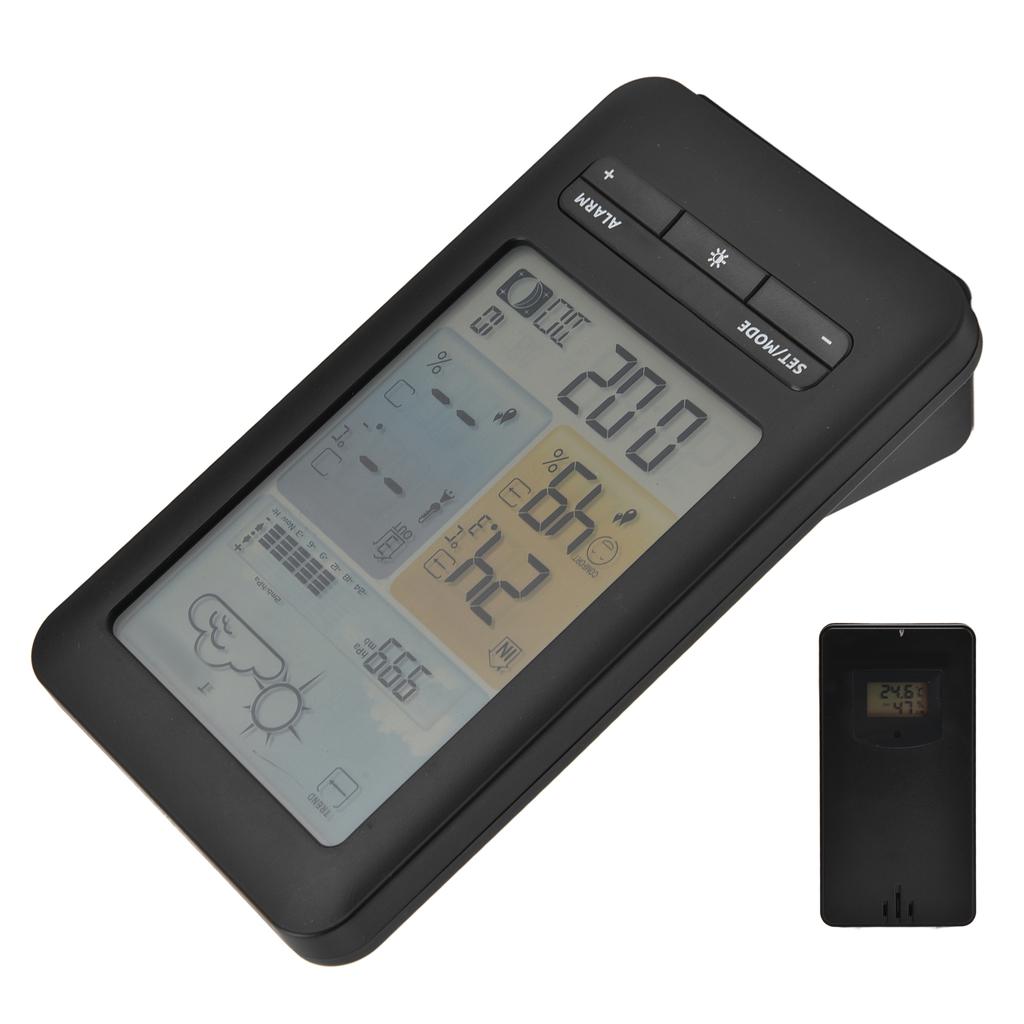 Home Weather Clock Indoor Outdoor Temperature and Humidity Meter Weather Forecast Clock Color Screen