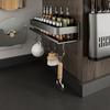 Space Saving Large Capacity Kitchen Spices Holder Wall Mount Designs Without Drilling with Hook for Organization