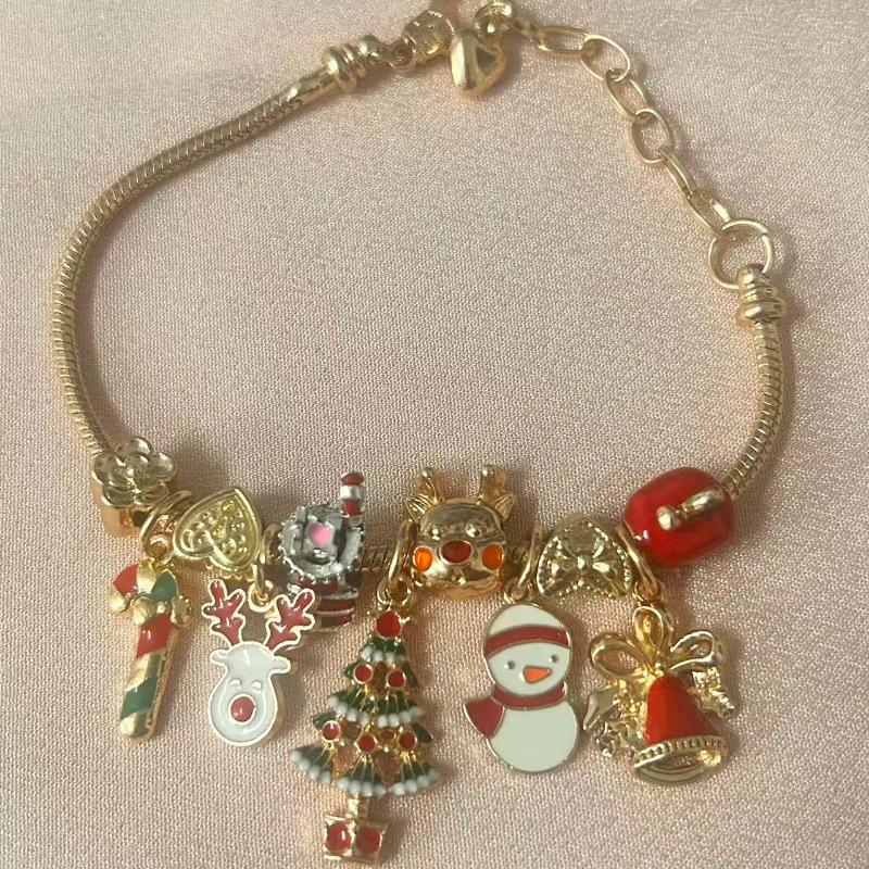 New European and American Cross-Border Pandora-Style Beaded Christmas Bracelet