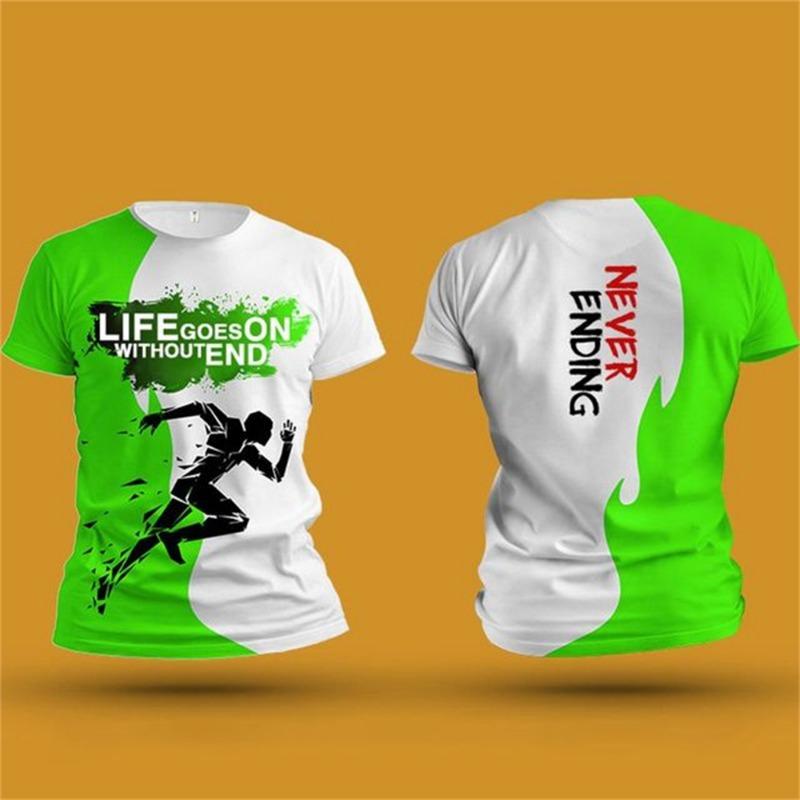 

Біг спорт 3D друк літня нейтральна футболка з коротким рукавом фітнес спорт на відкритому повітрі швидкосохнучий вільний і зручний одяг L