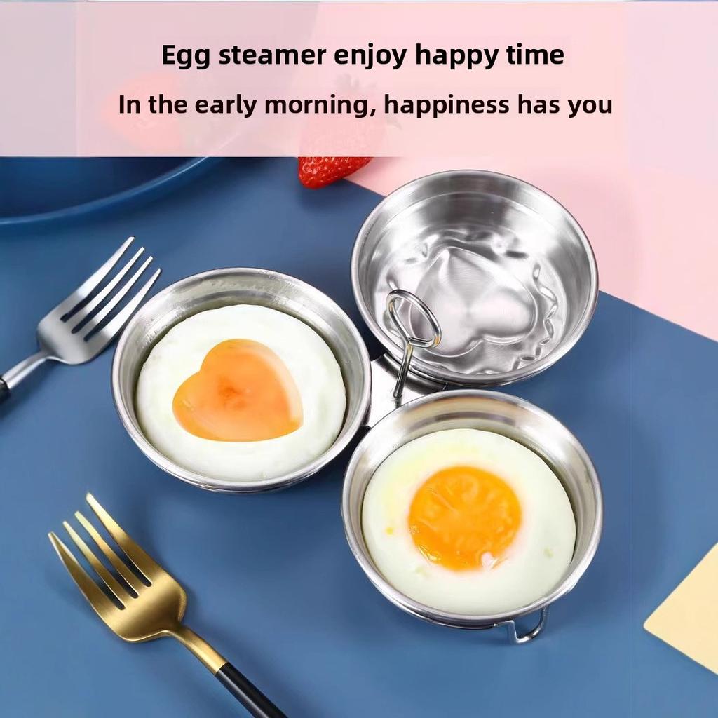 New Stainless Steel Steamed Egg Mold Egg Poached Egg Boiled Egg Artifact Steaming Plate Love Kitchen Heart-shaped Poached Egg