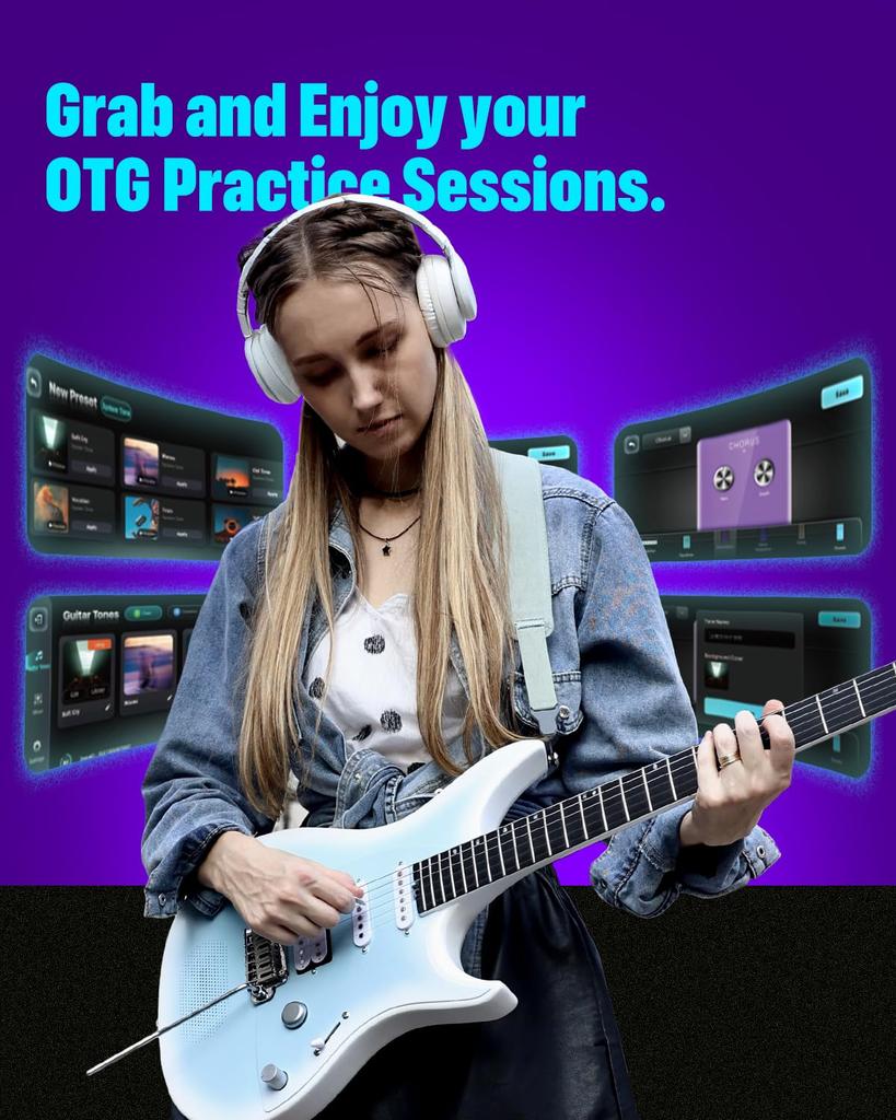 Enya Inspire Electric Guitar Smart Electric Carbon Fiber Guitar with 15W Wireless 20 Charging Adjustment and Gig Bag 39" Speaker, Tones, On-Board