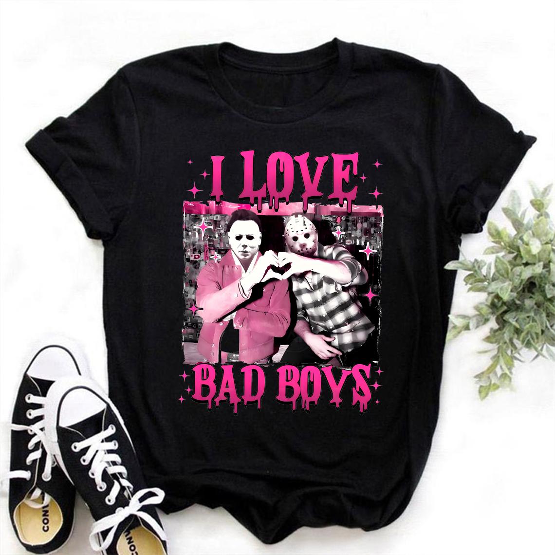 

I Love Bad Boys Funny Horror Film Killers T-Shirt Casual Fashion Loose Streetwear Breathe Women Tshirt Summer Y2k Shirt Tops 3XL
