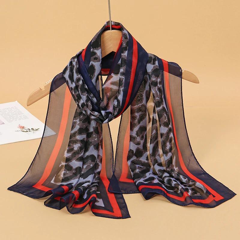 New Print Chiffon Scarf Shawl Women Sunscreen Silk Scarf Turban Long Wrap Beach Travel Outdoor Accessories Trendy Headband