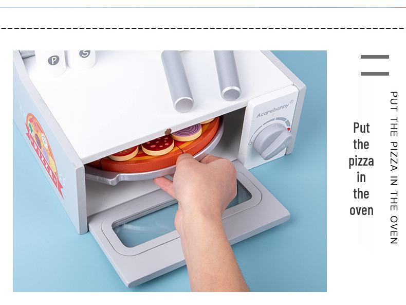 Wooden Pizza Oven & BBQ Skewers Playset - Educational Pretend Play Toy for Kids