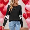 Europe, America, autumn and winter new sweater women's clothing long-sleeved love jacquard crew neck pullover top