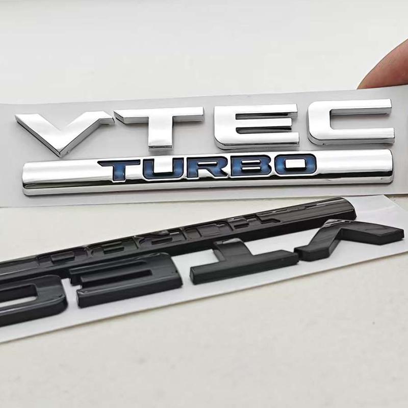 3D ABS Chrome Black Logo VTEC TURBO Badge Car Rear Trunk Sticker Emblem Decal Badge For Honda Civic Accord CRV Auto Accessories aky256