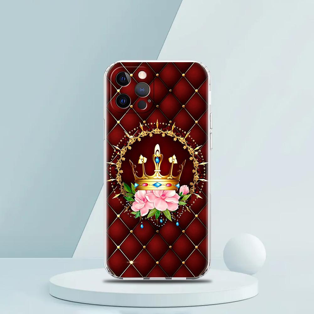 Diamond Crown Phone Case for iPhone 16 15 14 13 12 Pro Max Transparent Soft for iPhone 11 Pro Max 7 8 Plus XS XR Shell Bag
