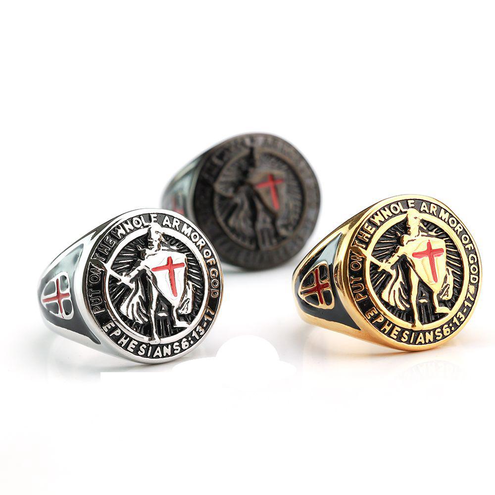 Stainless Steel Templar Crusader Men's Ring