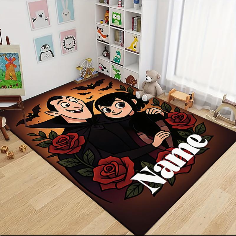 Custom Name Unicorn Pink Flowers Carpet Rug Customizable Soft Washable Anti-Slip Home Living Room Sofa Mats Personalized Rug. 0909122