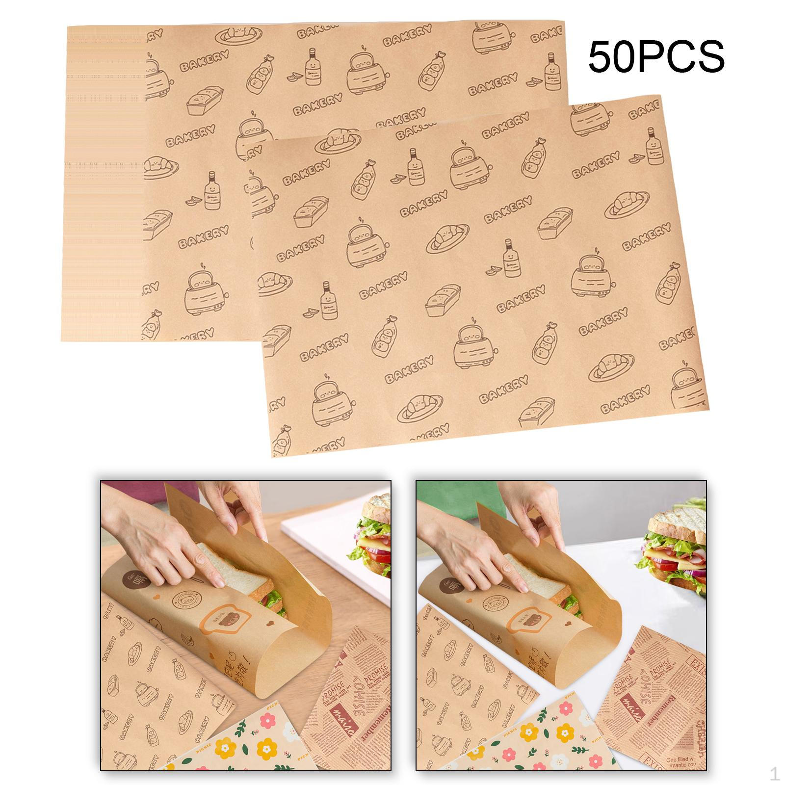 

Экологичная пищевая пленка для сэндвичей и бургеров 50PCS Bread Pattern