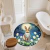 Flower Rabbit,Round Area Rug,Carpet Rug for Living Room Bedroom Sofa Playroom Decor,Non-slip Floor Mat