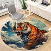 1pc Tiger Wave Chair Carpet for Office, Round Non-Slip Durable Large Size Office Carpet, Suitable for Office, Beautiful Decoration
