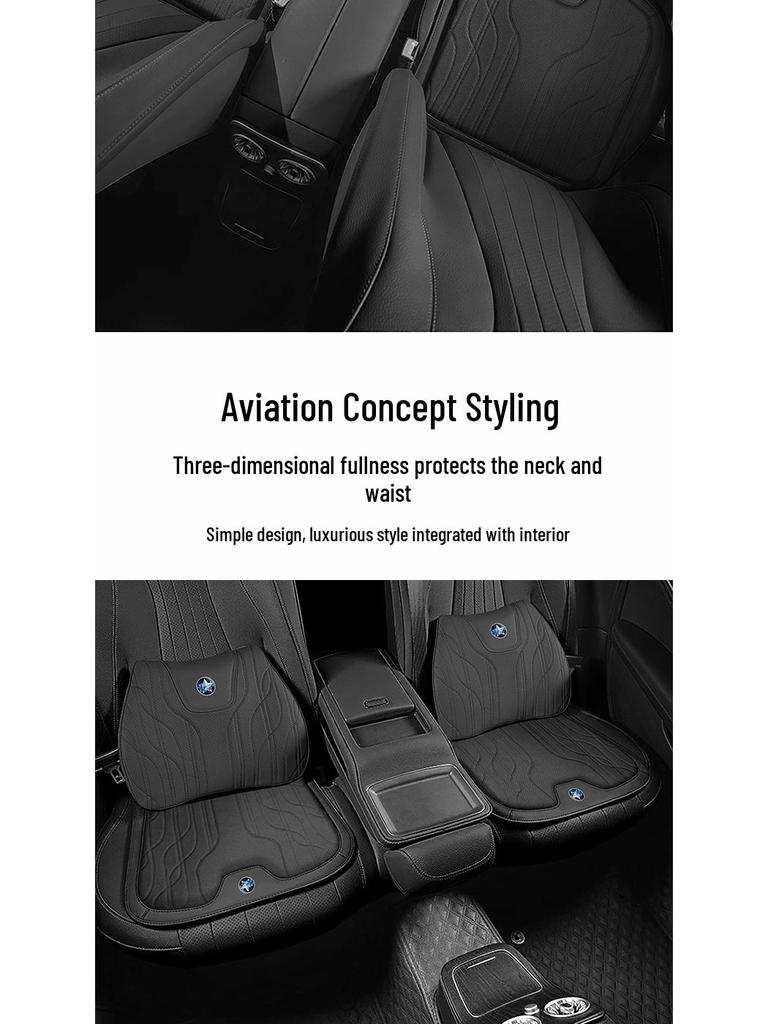 Venucia Car Neck and Lumbar Support Cushion - Memory Foam Comfort Headrest Pillow