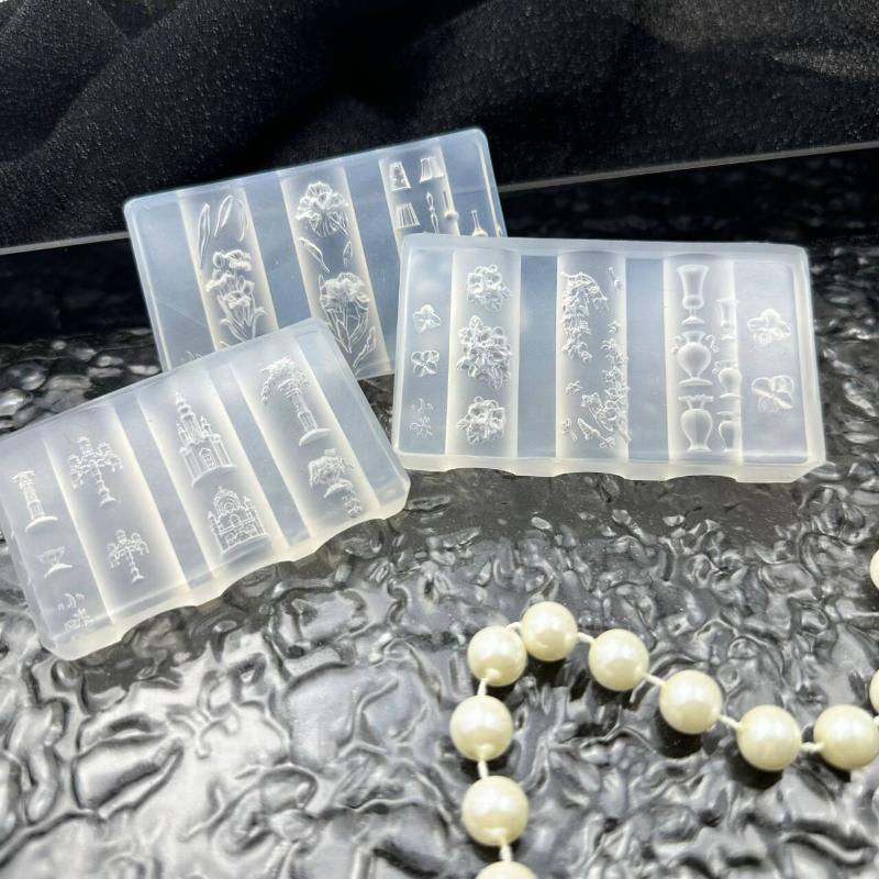 3D Retro Chinese Knot Silicone Nail Carving Mold Sweet Flower Nail Templates Diy Nail Art Decoration Manicure Design Tools