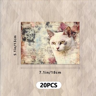 20pcs, Cat Themed Scrapbook Paper, DIY Crafts, Handmade Paper, Handbooks, Journals, Notebooks, Patchwork Art, Journaling Supplie