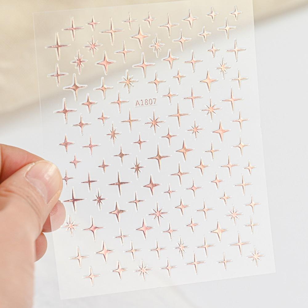 9-Color Four-Pointed Star Nail Art Sticker Diy Plastic Nail Art Decorative Sticker Color Star Light Nail Art Sticker