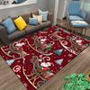 Flannel Rug Santa Sleigh Reindeer Candy Cane Deep Red Christmas Pattern Area Rug Living Room Bedroom Office Decor