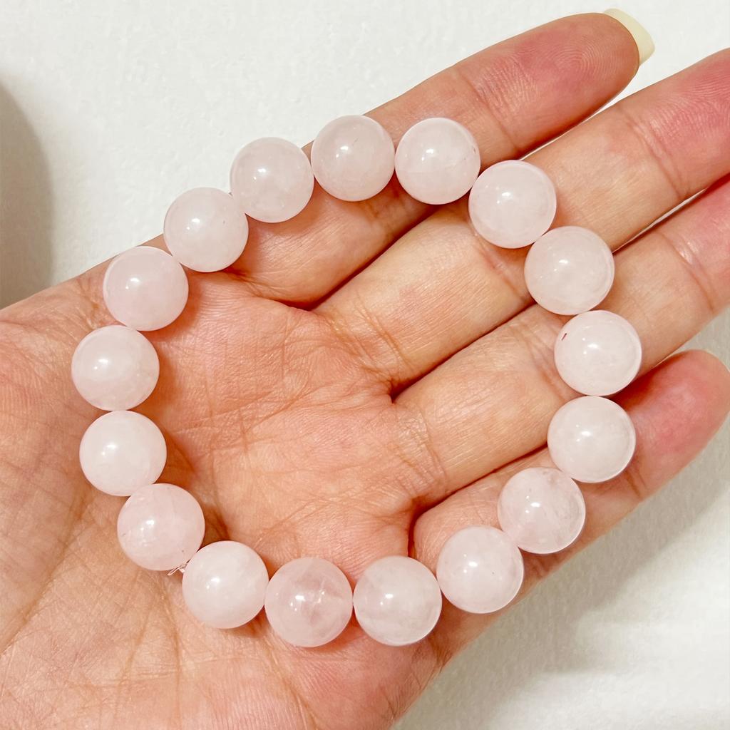Pink Crystal Bracelet for Women 8mm Round Beads Beaded Bracelets 10mm Semi-Precious Gemstone Bangle Jewelry Gifts