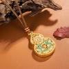Elegant Gold Enamel Gourd Pendant Necklace - Retro Chinese Style