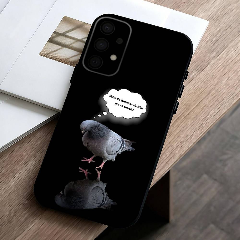 Funny P-Pigeon Mischief   Phone Case For Samsung Galaxy A73,A72,A71,A70,A53,A52,A51,Others Soft Black Cover