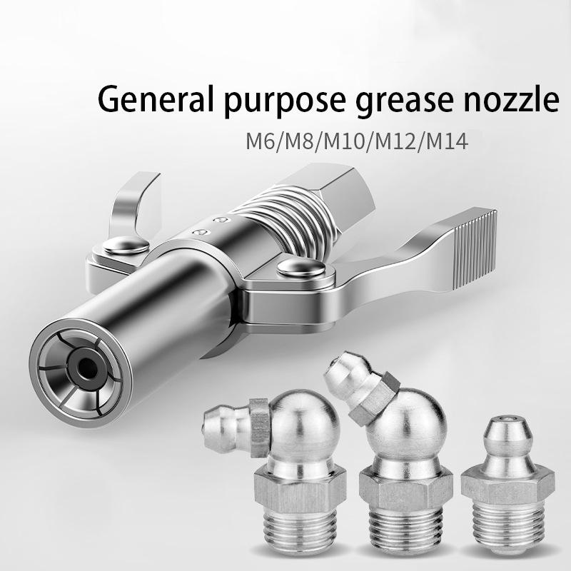 Grease Gun Coupler Heavy-Duty 10000 PSI NPTI/8 Quick Release Oil Pump Tip Tool Pressure Grease Nozzle Car Syringe Lubricant Tip