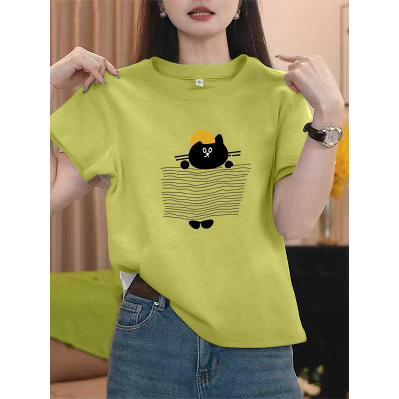 Summer Thin New Shoulder Pure Cotton Short-sleeved T-shirt Women's Versatile Foreign Style Gray Top Bottoming Shirt Tide
