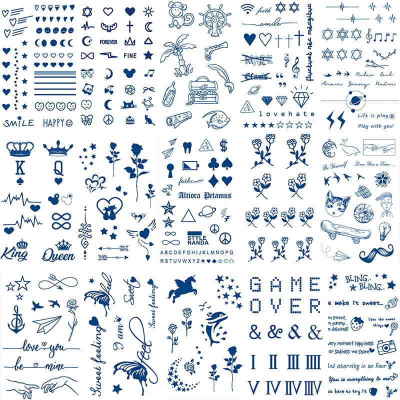 Autocolante Tatuaj Herbal, Autocolante Tatuaj cu Suc, Autocolante Tatuaj Semi-Permanent cu Litere Englezești Tatuaj