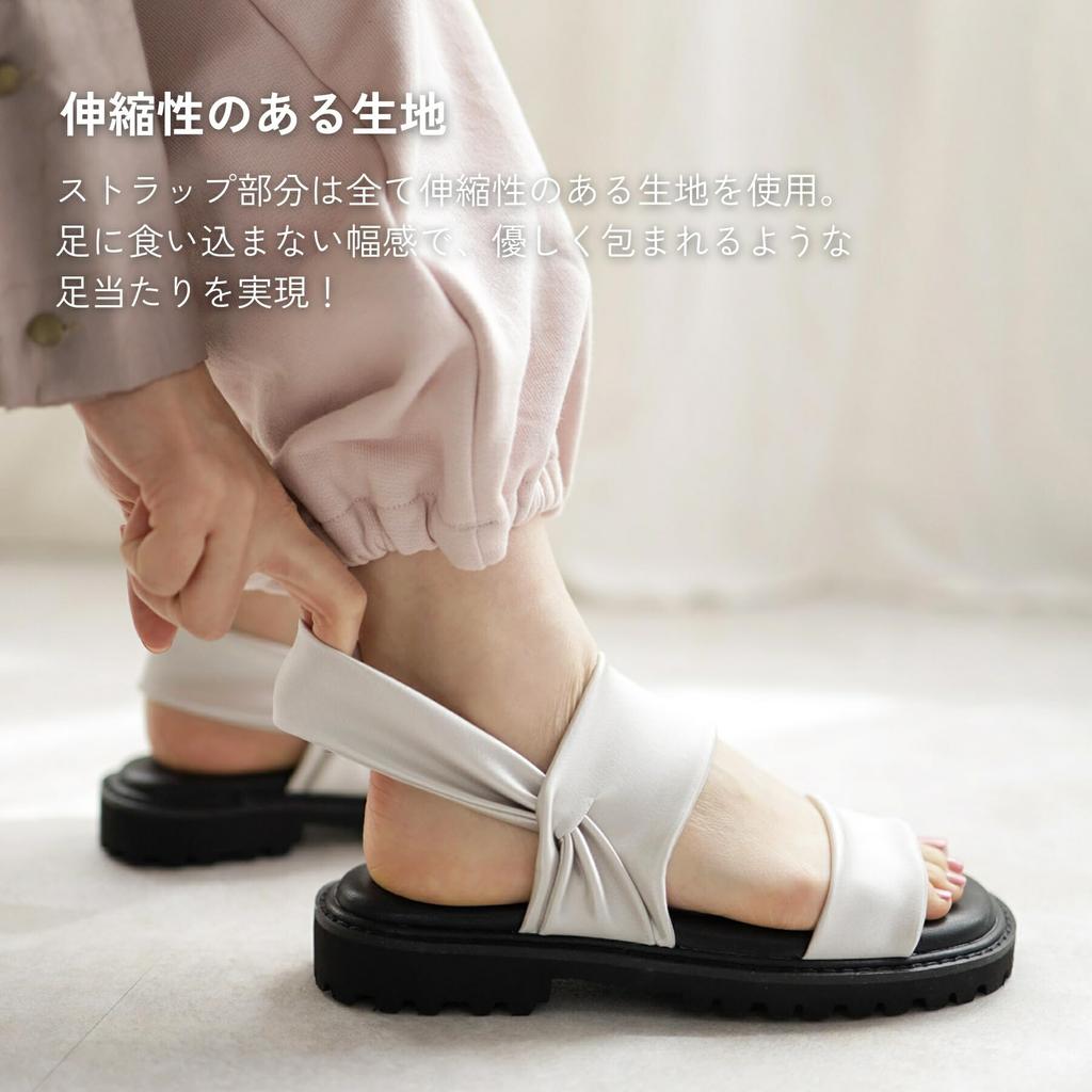 Stretch Satin Lightweight Platform Sandals for S [Sest] Women, (22.5 cm), Black, dts4109-BLK-S