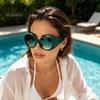 Millennium Hot Girl Sunglasses Retro Punk Style Sunglasses, Round Frame Shades, Gradient Tinted Lenses, for Face Street Beach Vacation Music Festival