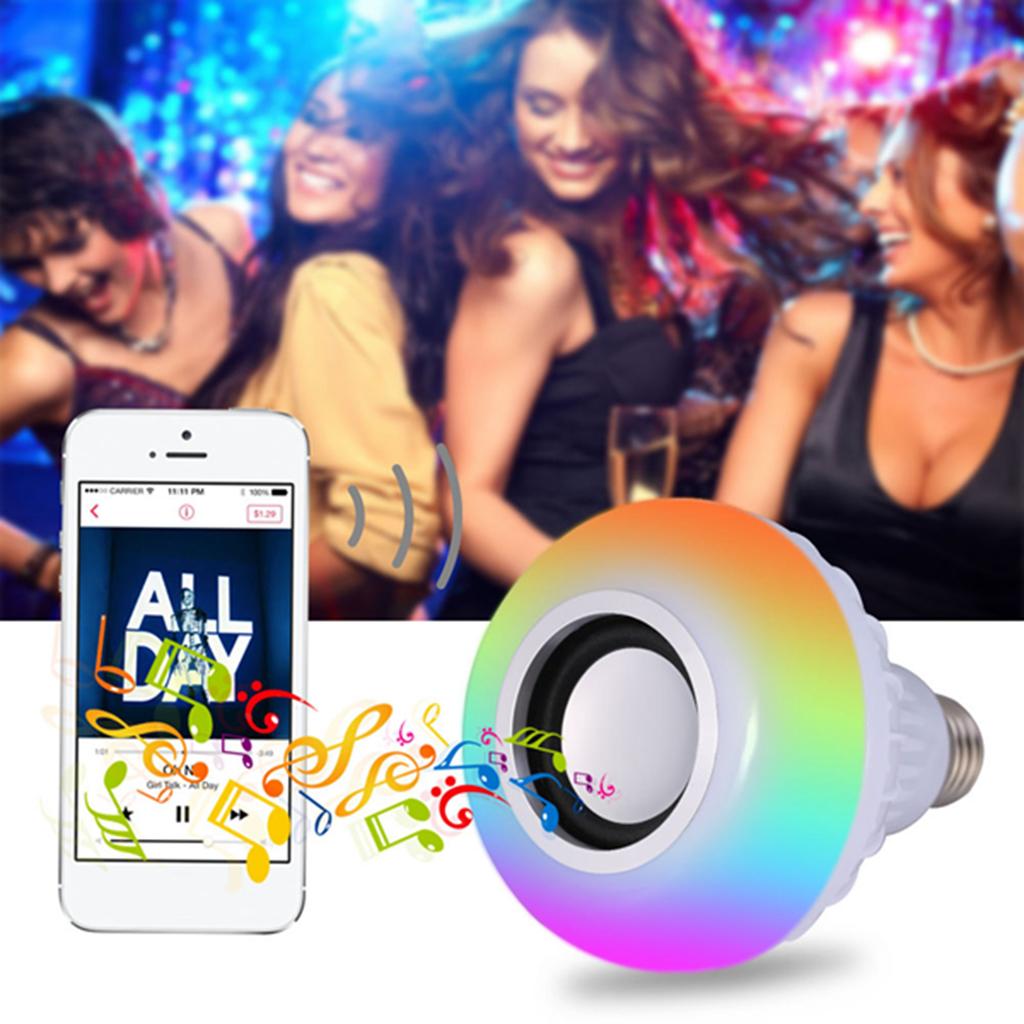 E27 12W LED Light Bulb RGB Bluetooth Speaker Music Remote Control Color Changing Lamp for Bedroom Party Decor