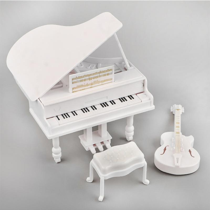 3Pcs Musical Instrument Miniature Props Dollhouse Grand Piano Furniture Guitar Cello Model Doll Accessories Simulation Ornaments