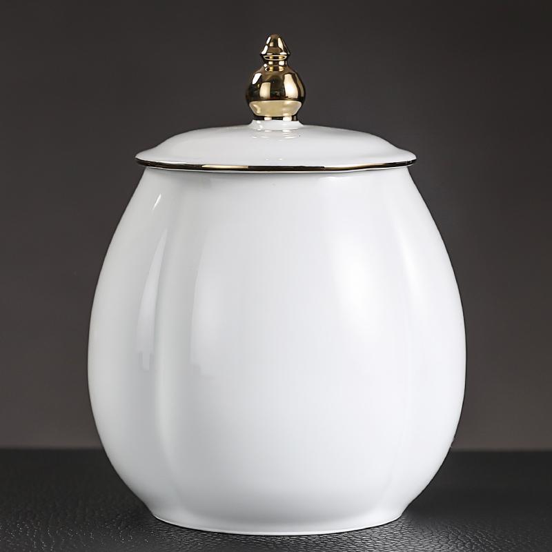 Plating Ceramic Jar with Lid Porcelain Sealed Coffee Tea Jar Porcelain Painted Gold Storage Jar Bottle Container Home Decoration